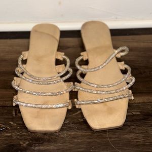 Sparkling strap flat sandals